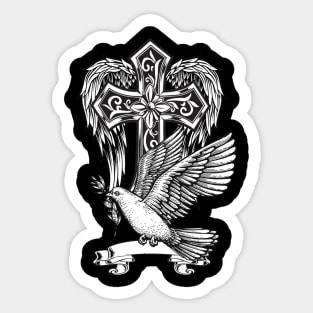 CROSS BIRD DESIGN SHIRT Sticker